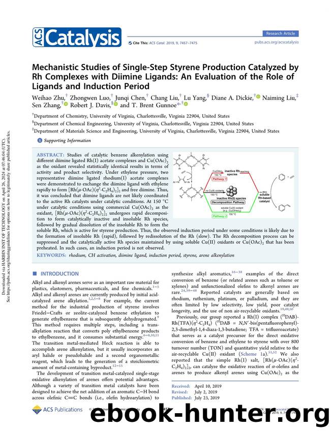Mechanistic Studies of Single-Step Styrene Production Catalyzed by Rh Complexes with Diimine Ligands: An Evaluation of the Role of Ligands and Induction Period by unknow