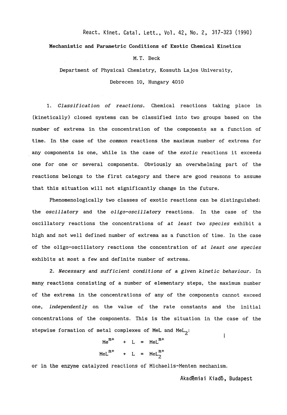 Mechanistic and parametric conditions of exotic chemical kinetics by Unknown