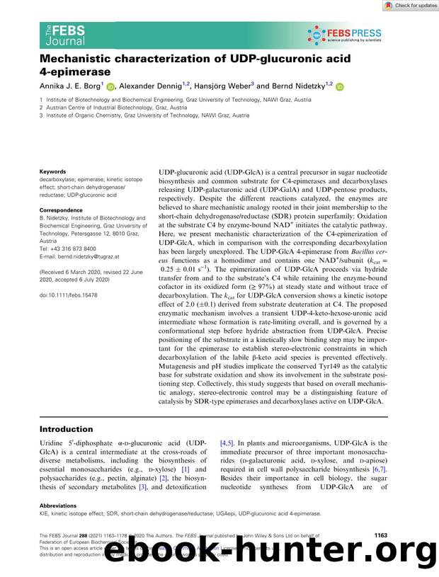Mechanistic characterization of UDPâglucuronic acid 4âepimerase by Unknown