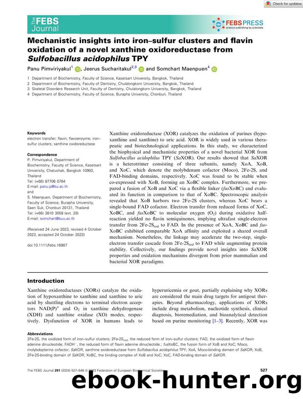 Mechanistic insights into ironâsulfur clusters and flavin oxidation of a novel xanthine oxidoreductase from Sulfobacillus acidophilus TPY by Unknown