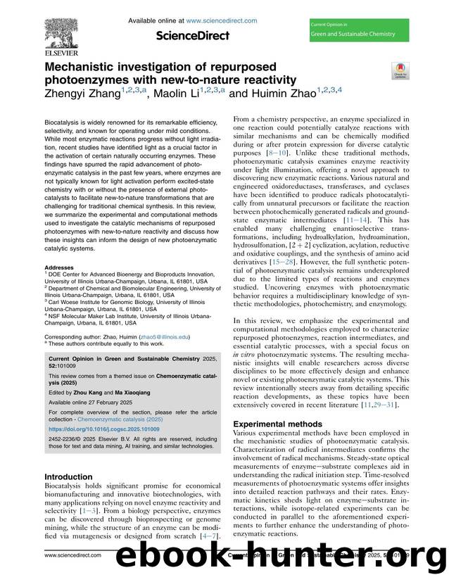 Mechanistic investigation of repurposed photoenzymes with new-to-nature reactivity by Zhengyi Zhang & Maolin Li & Huimin Zhao