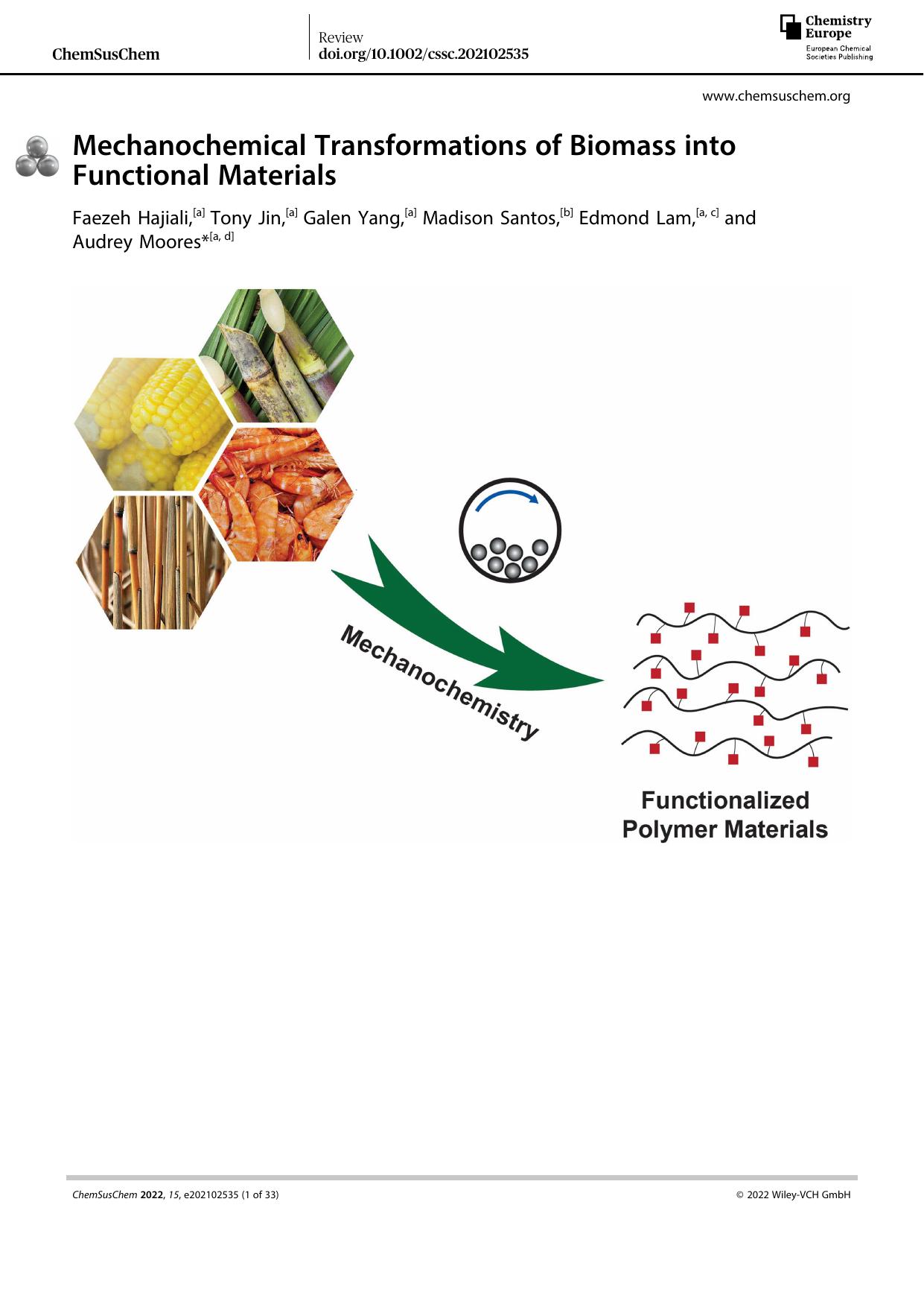 Mechanochemical Transformations of Biomass into Functional Materials by Unknown