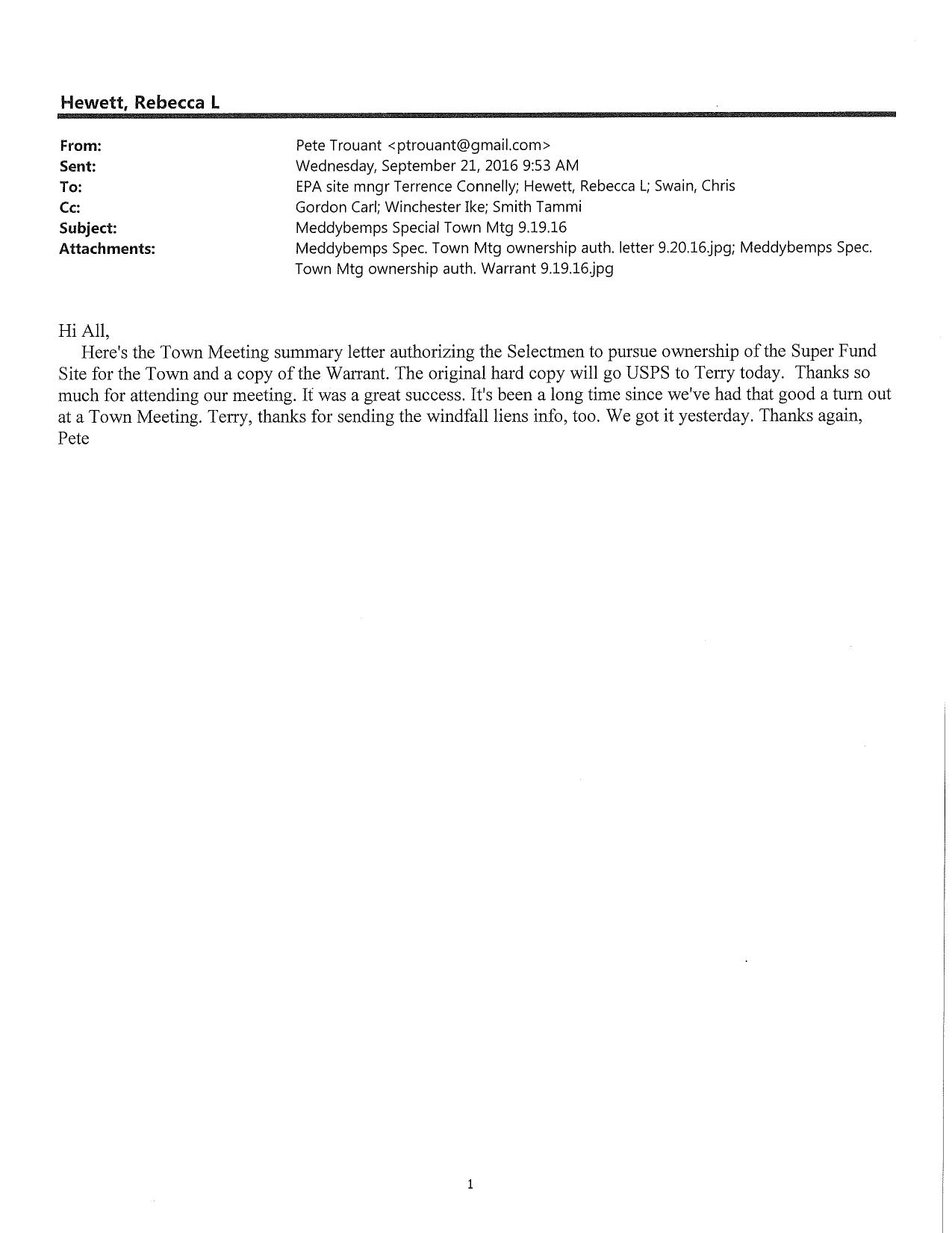 Meddybemps ES Town site ownership e-mail ltr warrent 092116 by Unknown