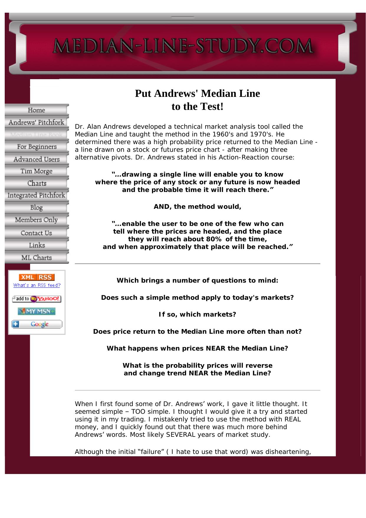 Median Line Study - Price Near The Median Line. by Best of Kuszter's Collection