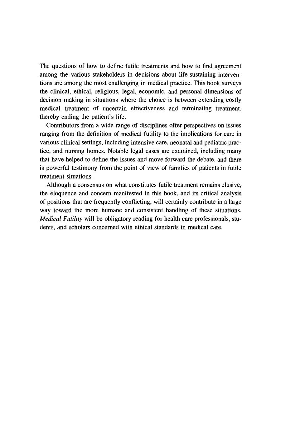 Medical Futility: And the Evaluation of Life-Sustaining Interventions by Marjorie B. Zucker Howard D. Zucker Alexander Morgan Capron