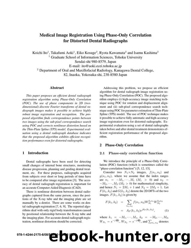 Medical Image Registration Using Phase-Only Correlation for Distorted Dental Radiographs by 