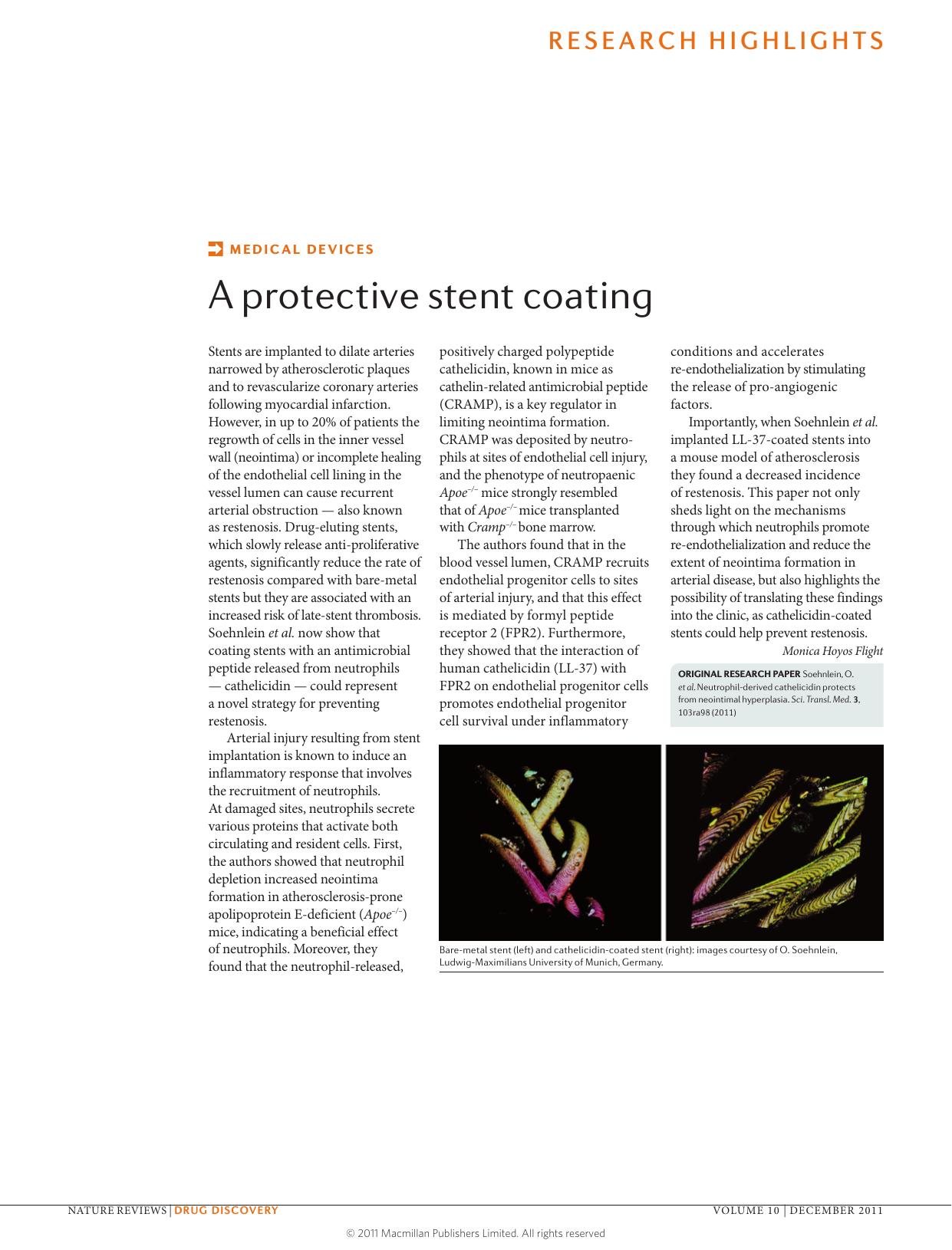 Medical devices: A protective stent coating by Monica Hoyos Flight