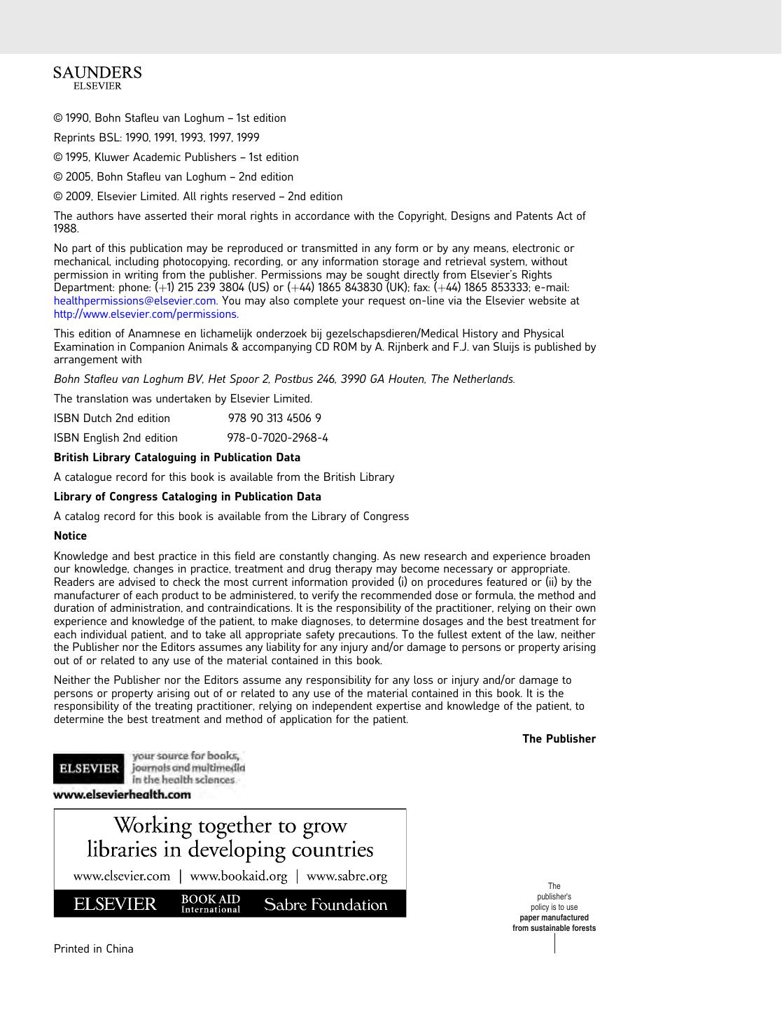 Medical history and physical examination in companion animals by Adam Rijnberk