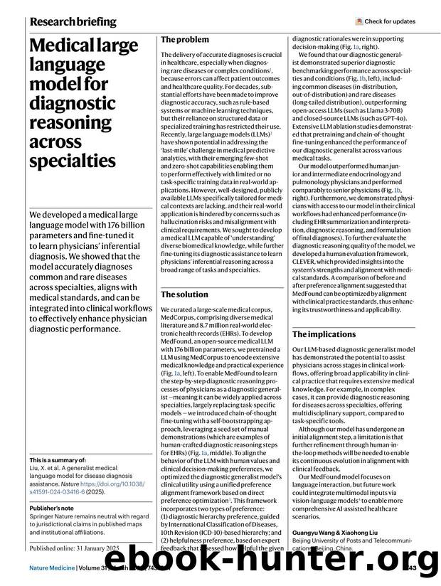 Medical large language model for diagnostic reasoning across specialties by Unknown