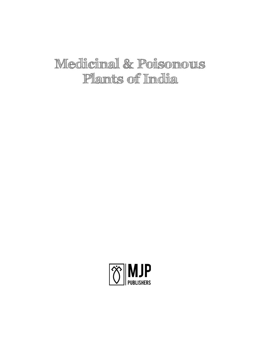 Medicinal & poisonous plants of India by Alagesaboopathi C