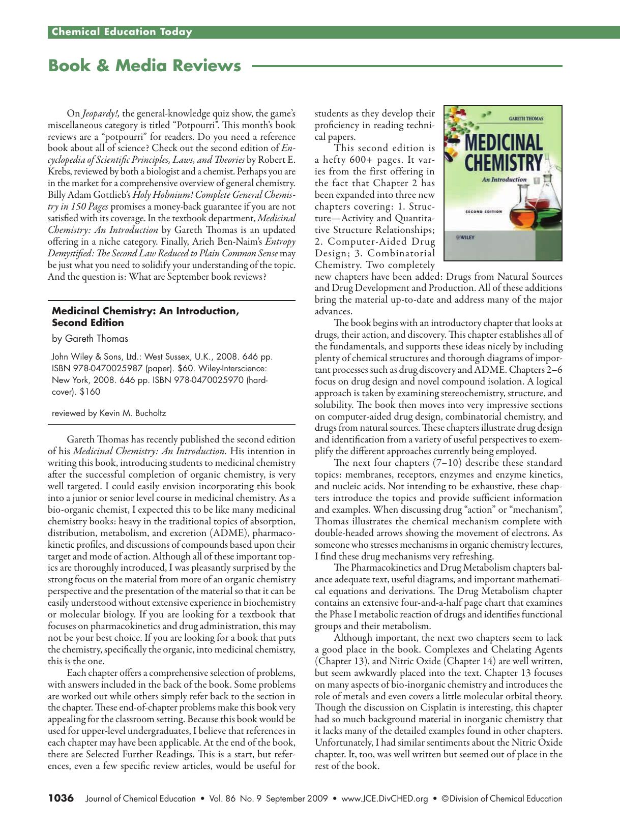 Medicinal Chemistry: An Introduction, Second Edition (Gareth Thomas) by Kevin M. Bucholtz