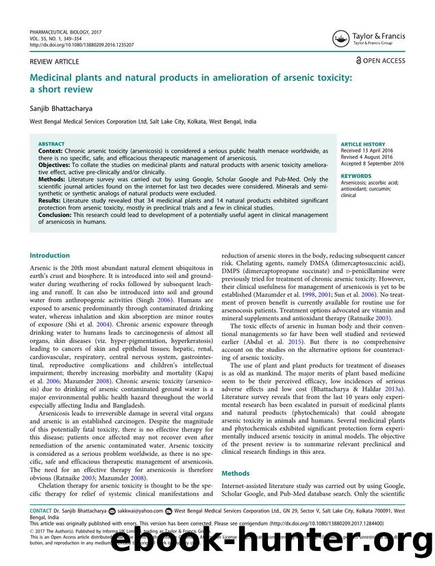 Medicinal plants and natural products in amelioration of arsenic toxicity: a short review by Bhattacharya Sanjib