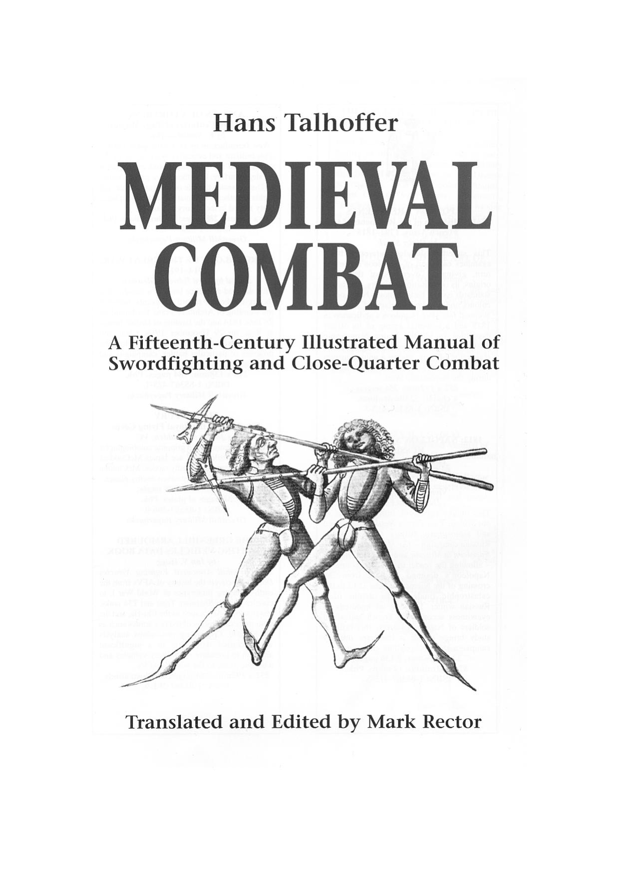 Medieval Combat, A 15th C Illustrated Manual of Sword Fighting and Close-Quarter Combat by Unknown