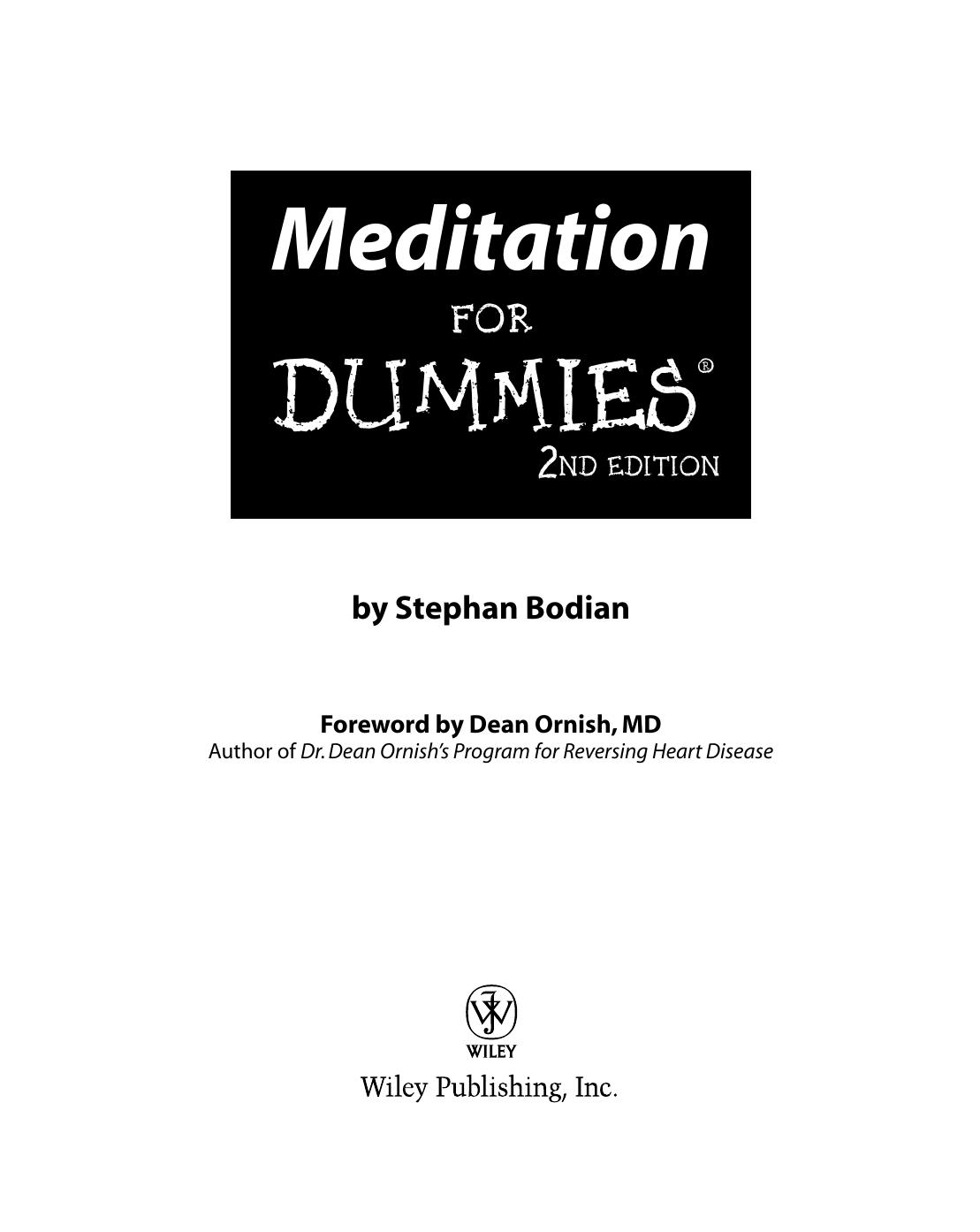 Meditation For DUMMIES, 2nd Edition by Stephan Bodian