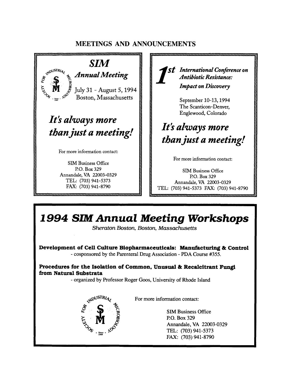 Meetings and announcements by Unknown