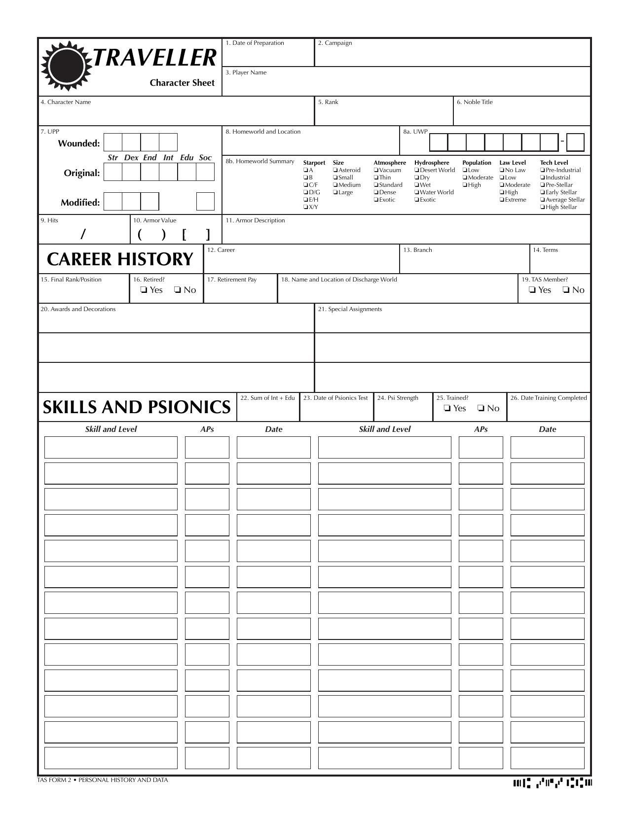 MegaTraveller Character Sheet 1.0, Imperium version by Patrick Murphy a Mad Irishman Production (www.mad-irishman.net)
