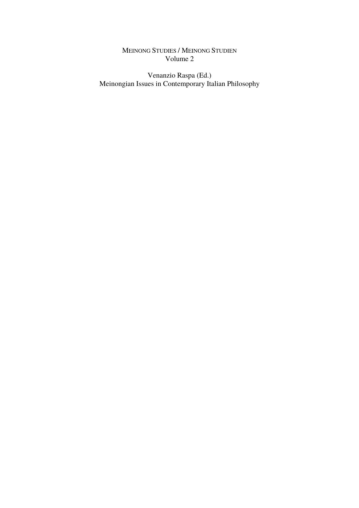 Meinongian Issues in Contemporary Italian Philosophy , volume 2 by Venanzio Raspa (editor)