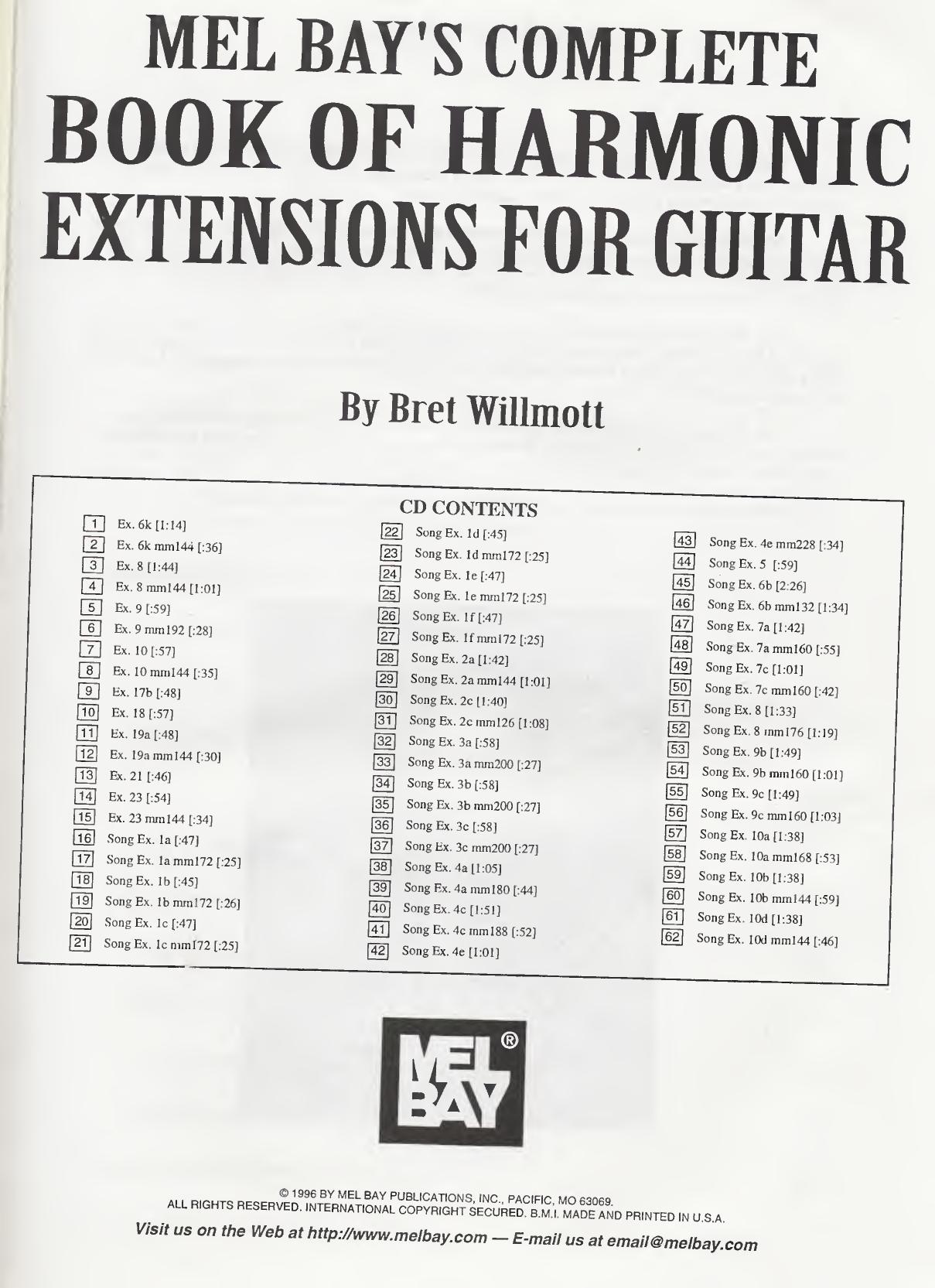 Mel Bay Complete Book of Harmonic Extensions for Guitar by Bret Willmott