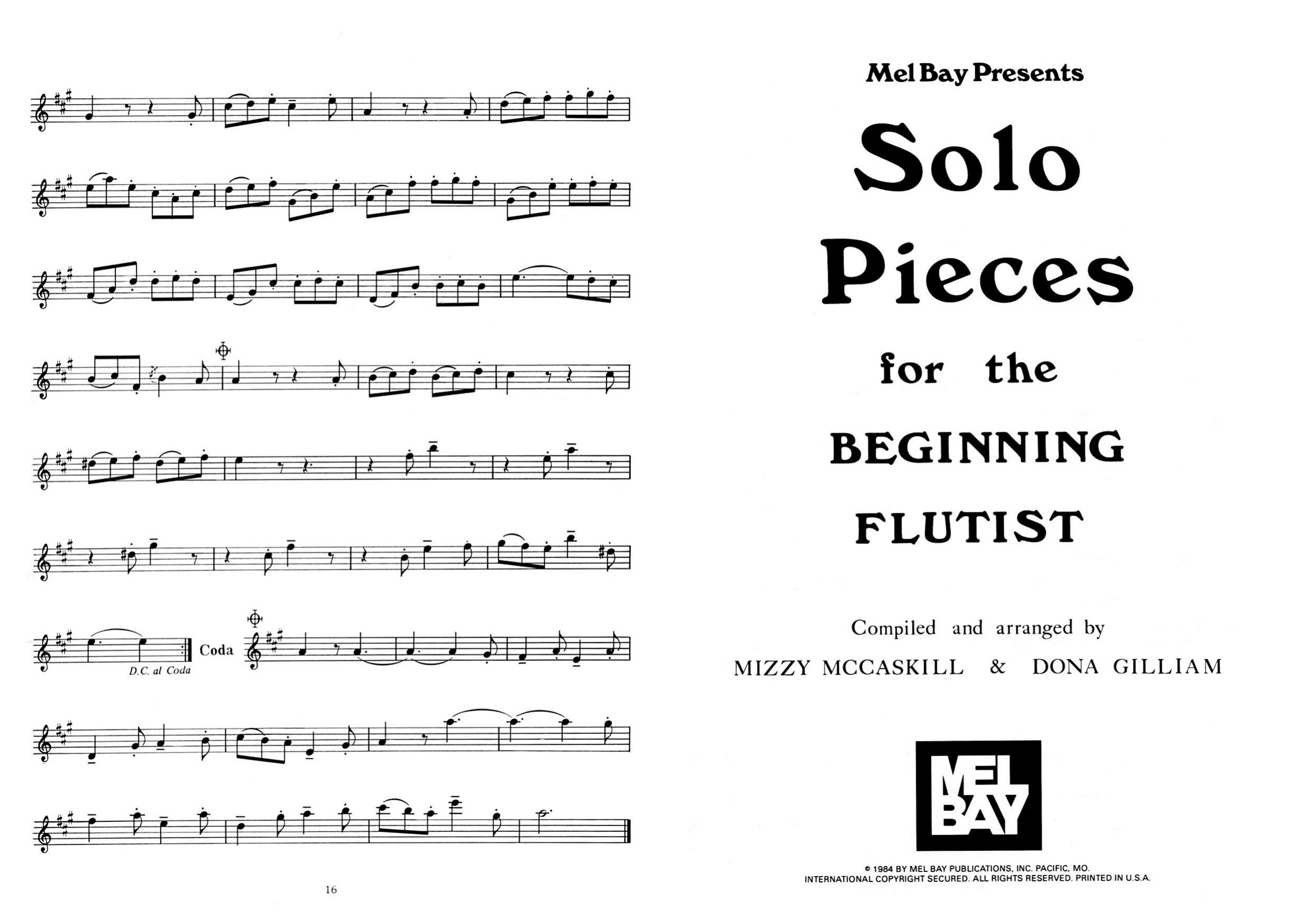 Mel Bay by Solo Pieces for the Beginning Flutist (Flute Music)