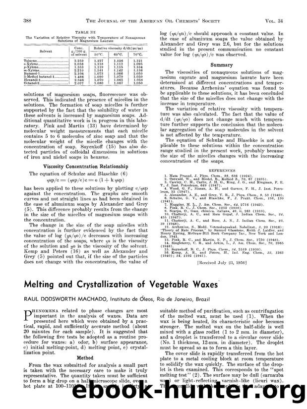 Melting and crystallization of vegetable waxes by Unknown