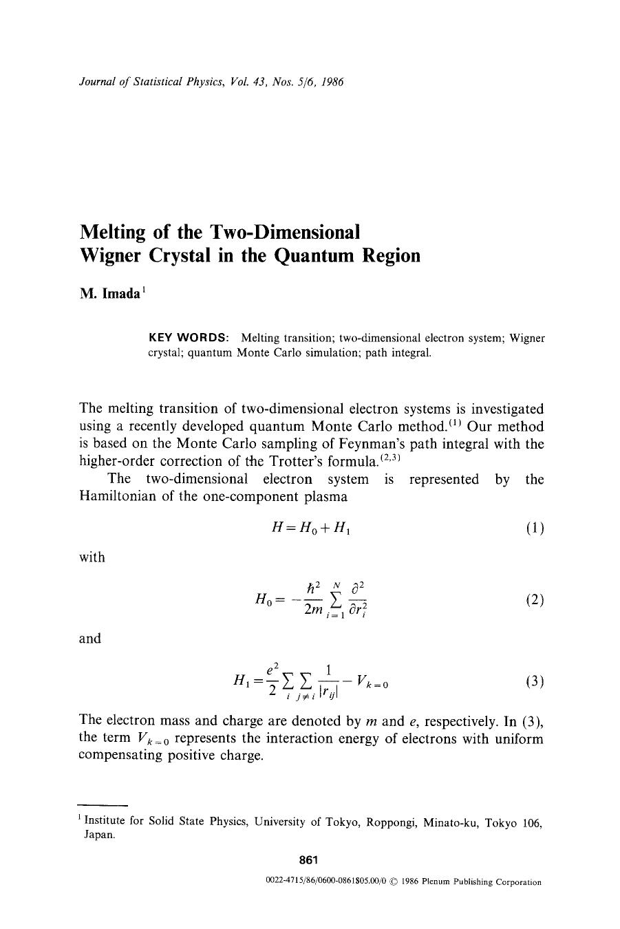 Melting of the two-dimensional wigner crystal in the quantum region by Unknown
