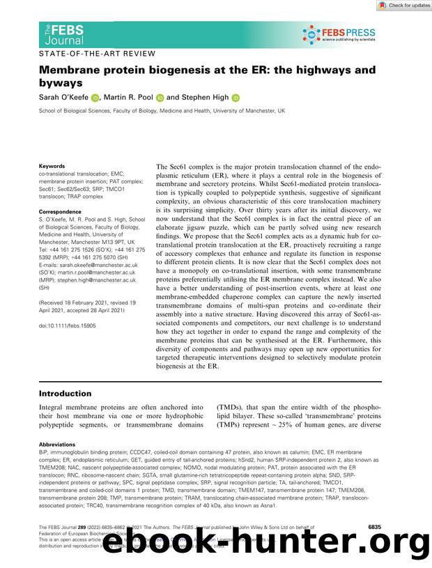 Membrane protein biogenesis at the ER: the highways and byways by Unknown