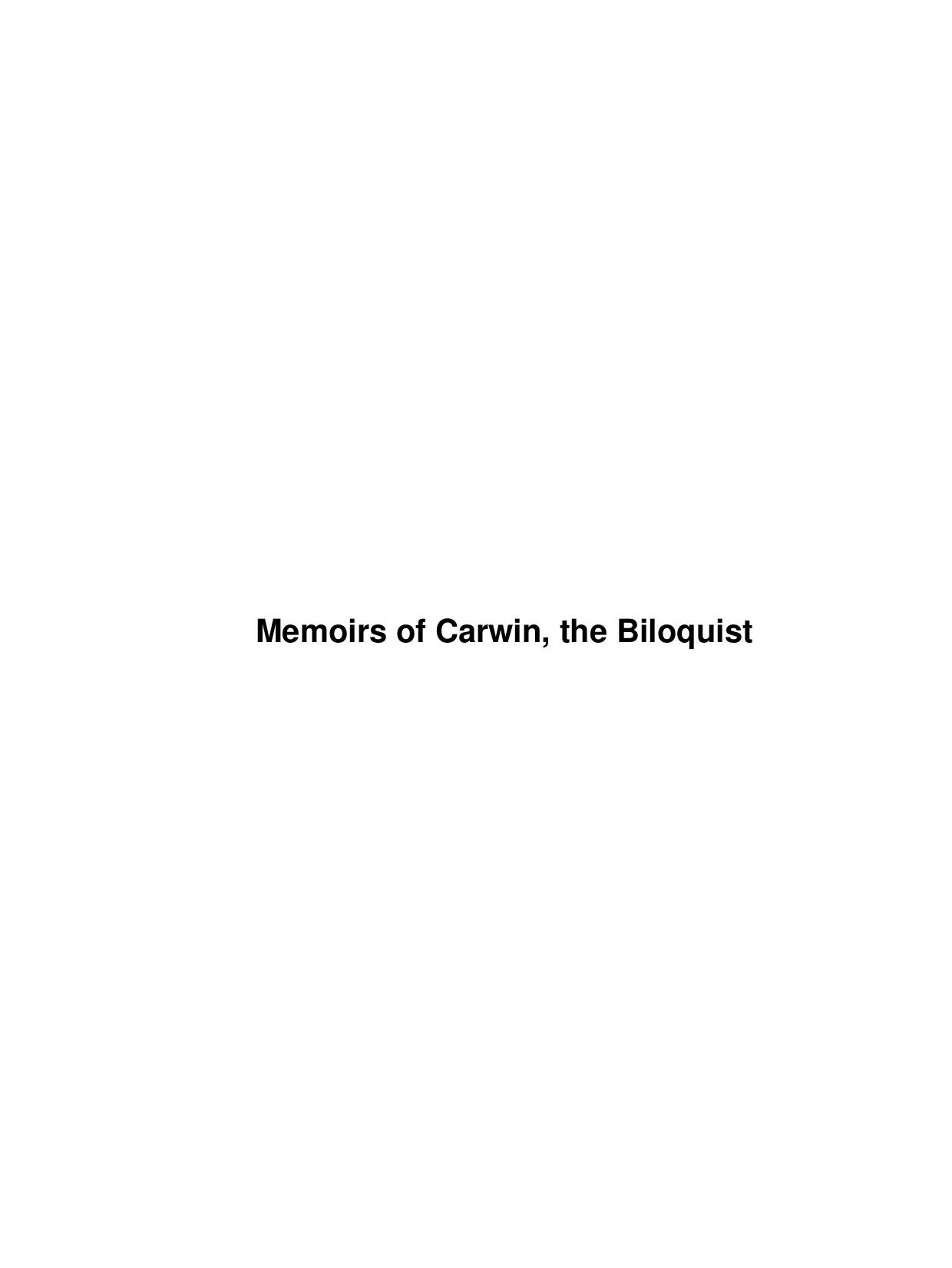 Memoirs of Carwin, the Biloquist by Unknown