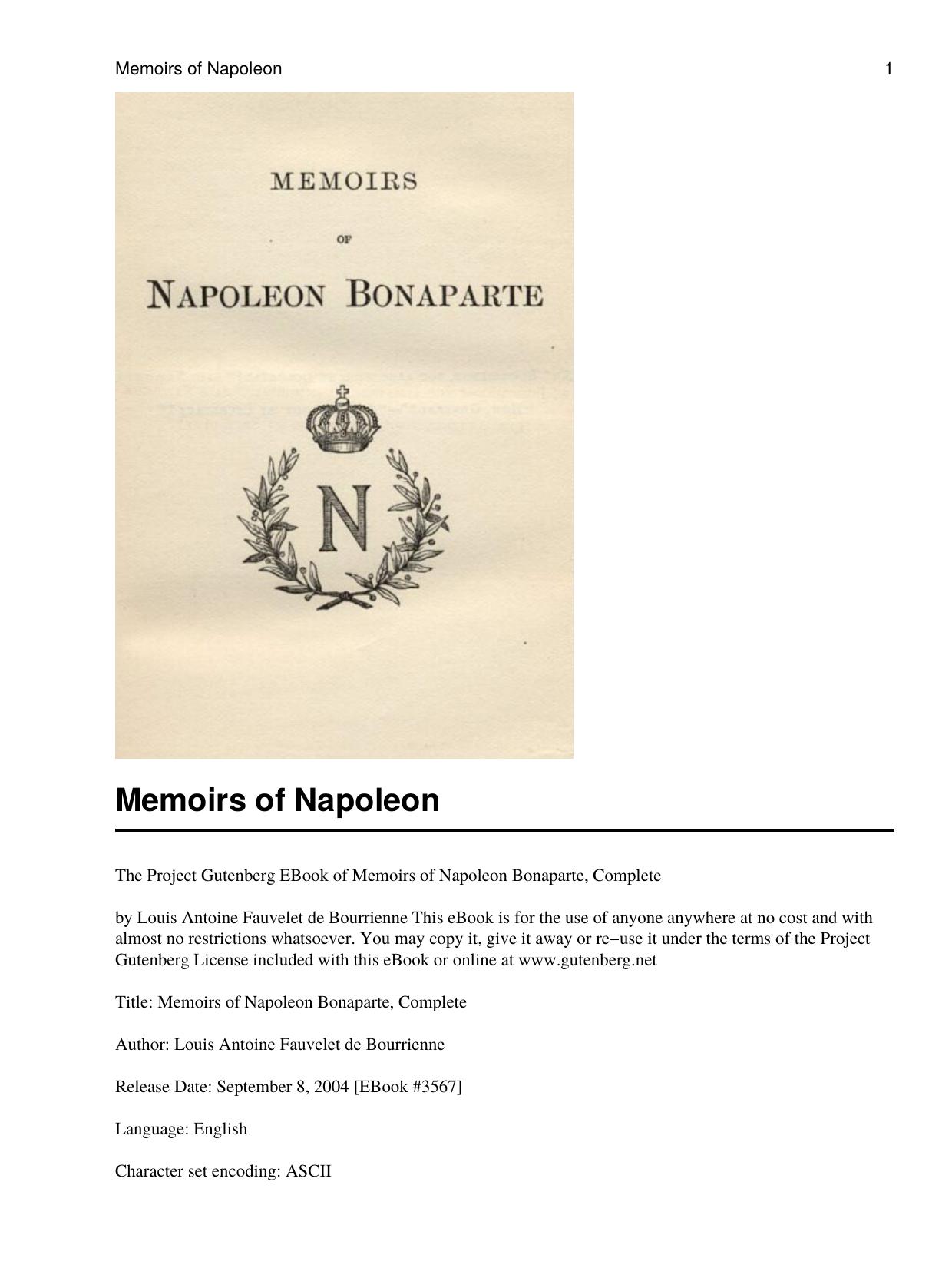 Memoirs of Napoleon by Unknown