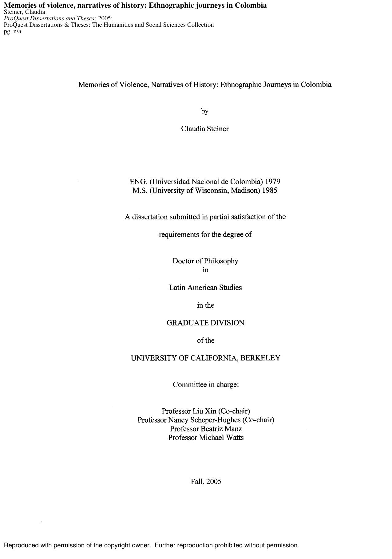 Memories of violence, narratives of history: ethnographic journeys in Colombia by Claudia Steiner