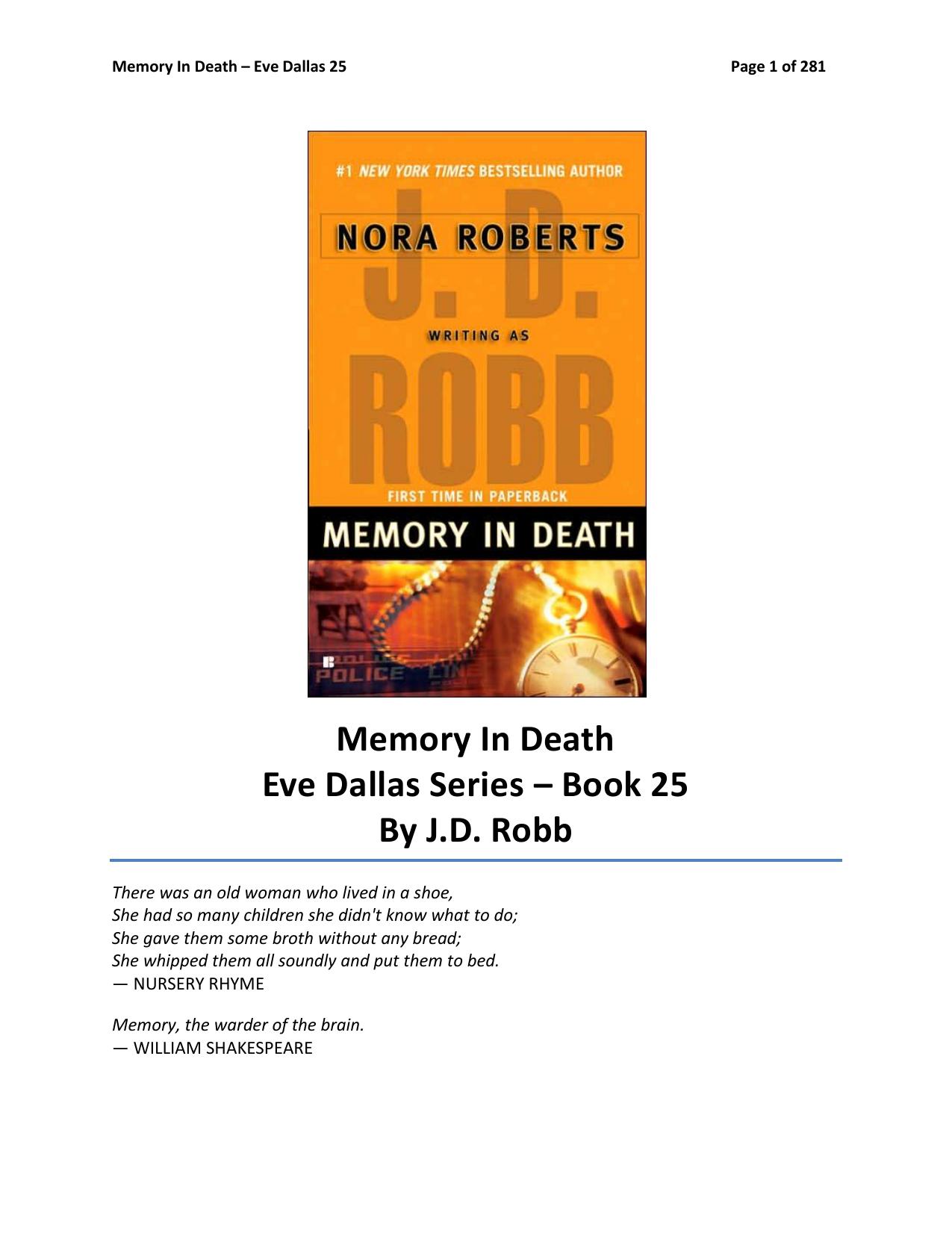Memory In Death by J.D. Robb
