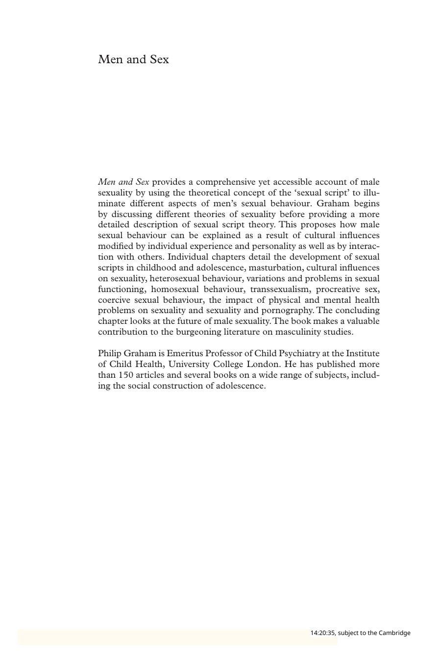Men and Sex: A Sexual Script Approach by Unknow