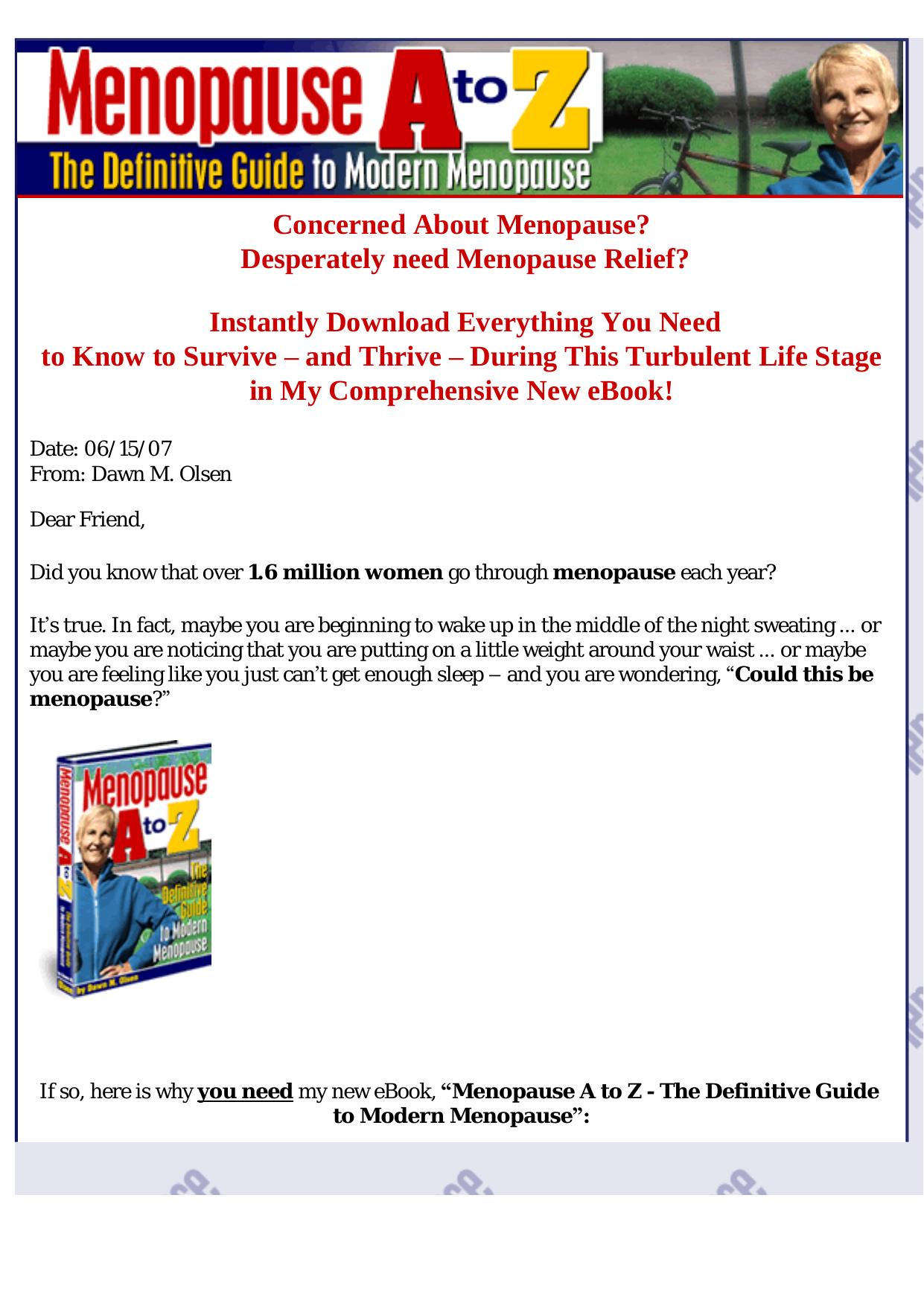 Menopause A To Z -The Definitive Guide. by Best of Kuszter's Collection