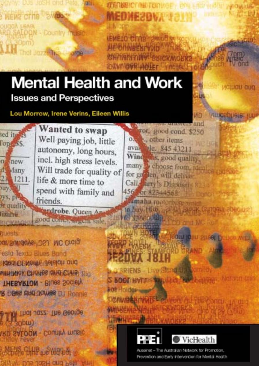 Mental Health and Work Issues and Perspectives by Lou Morrow Irene Verins Eileen Willis (editors)
