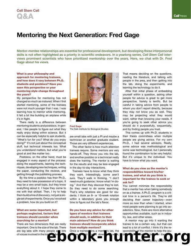 Mentoring the Next Generation: Fred Gage by Unknown