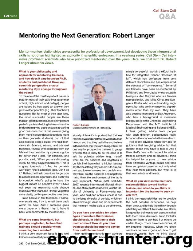 Mentoring the Next Generation: Robert Langer by Unknown