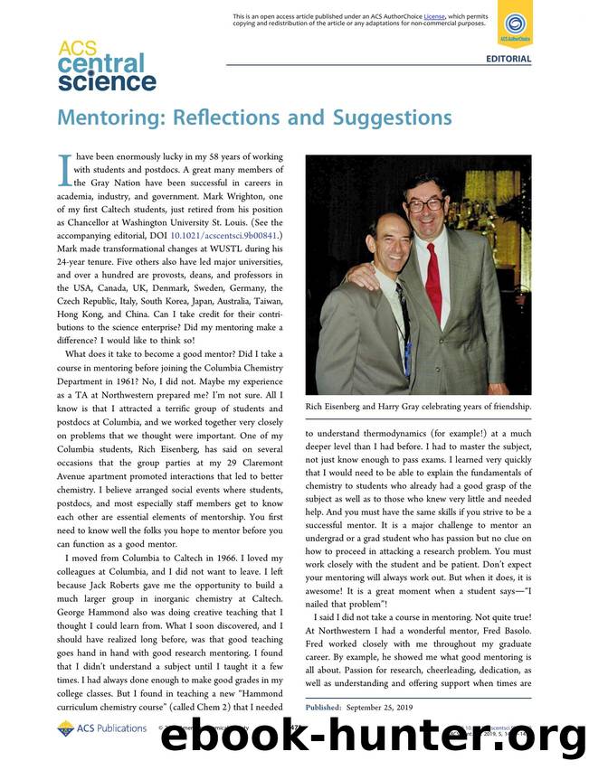 Mentoring: Reflections and Suggestions by Harry B. Gray (ORCID: 0000-0002-7937-7876)
