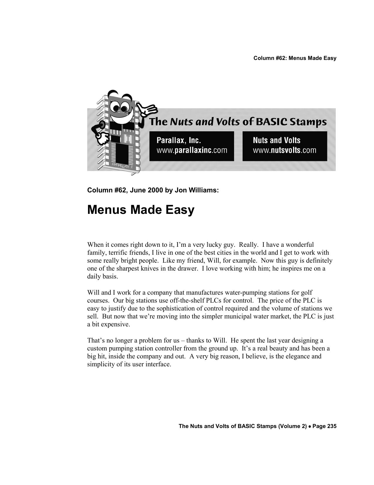 Menus Made Easy by Jon Williams