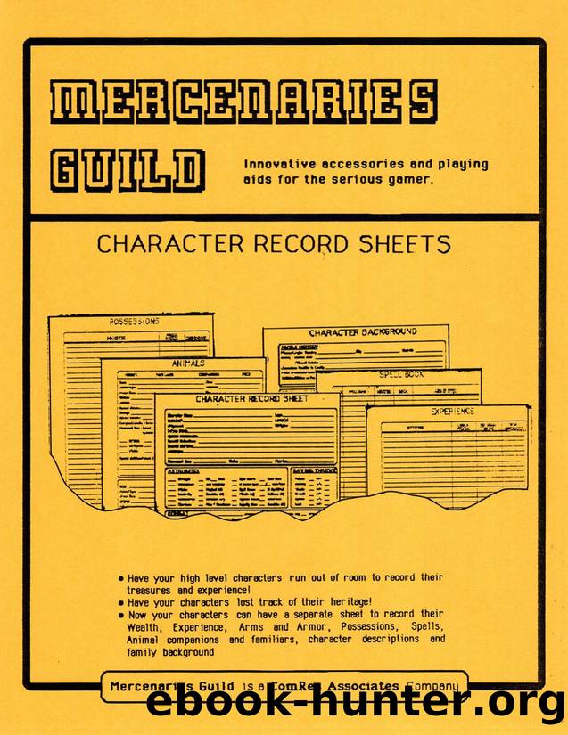 Mercenaries Guild Character Record Sheets [1984] by Unknown