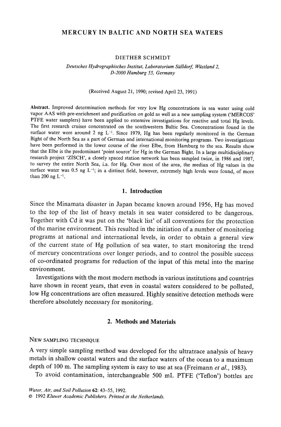 Mercury in Baltic and North Sea waters by Unknown