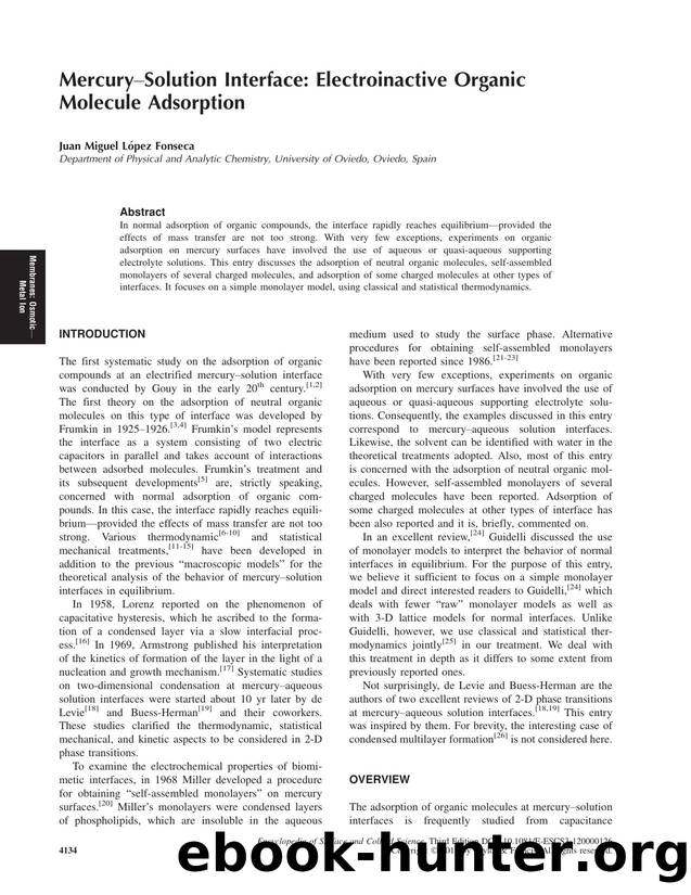 MercuryâSolution Interface: Electroinactive Organic Molecule Adsorption by Juan Miguel López Fonseca