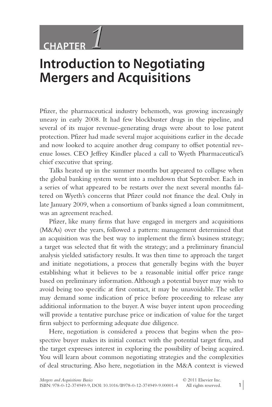 Mergers and Acquisitions Basics. Negotiation and Deal Structuring by Donald DePamphilis (Auth.)