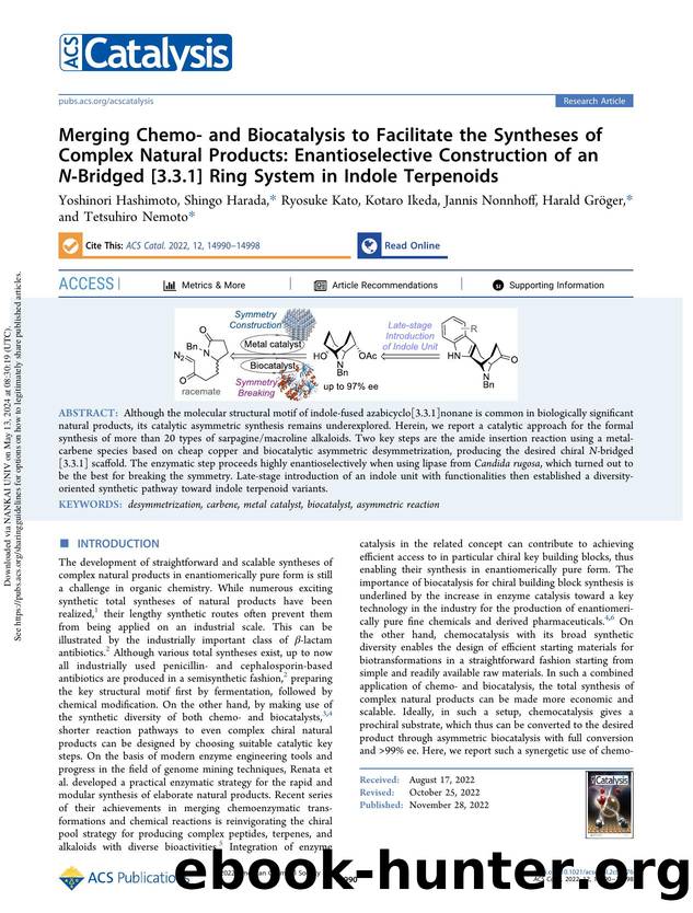 Merging Chemo- and Biocatalysis to Facilitate the Syntheses of Complex Natural Products: Enantioselective Construction of an N-Bridged [3.3.1] Ring System in Indole Terpenoids by unknow