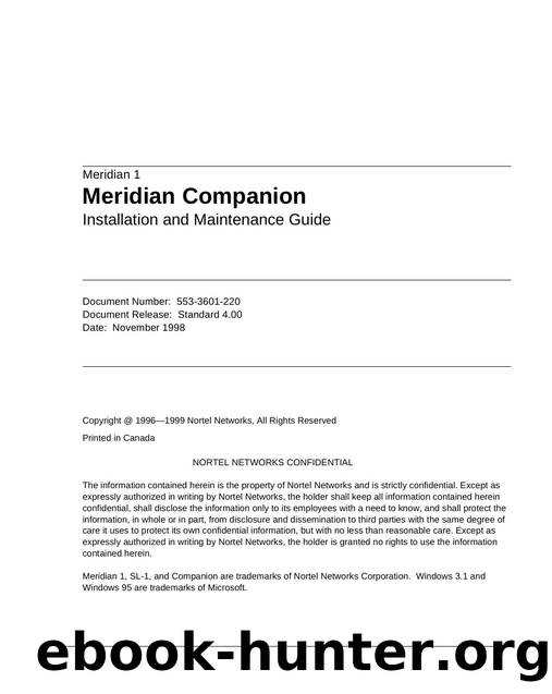 Meridian Companion Installation and Maintenance Guide by Unknown
