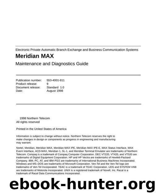 Meridian MAX 9 Maintenance and Diagnostics Guide by Unknown