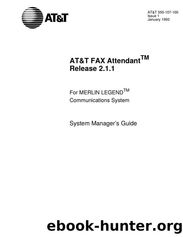Merlin Legend FAX Attendant R2-1-1 System Manager Guide by EZ Manuals