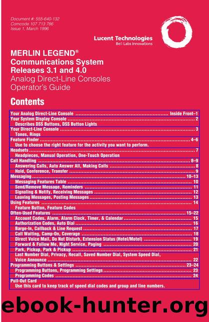 Merlin Legend R3-1 & R4-0 Analog Direct-Line Consoles Operato by EZ Manuals