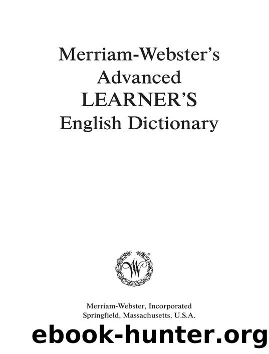 Merriam-Webster's Advanced Learner's English Dictionary (2014) by Unknown
