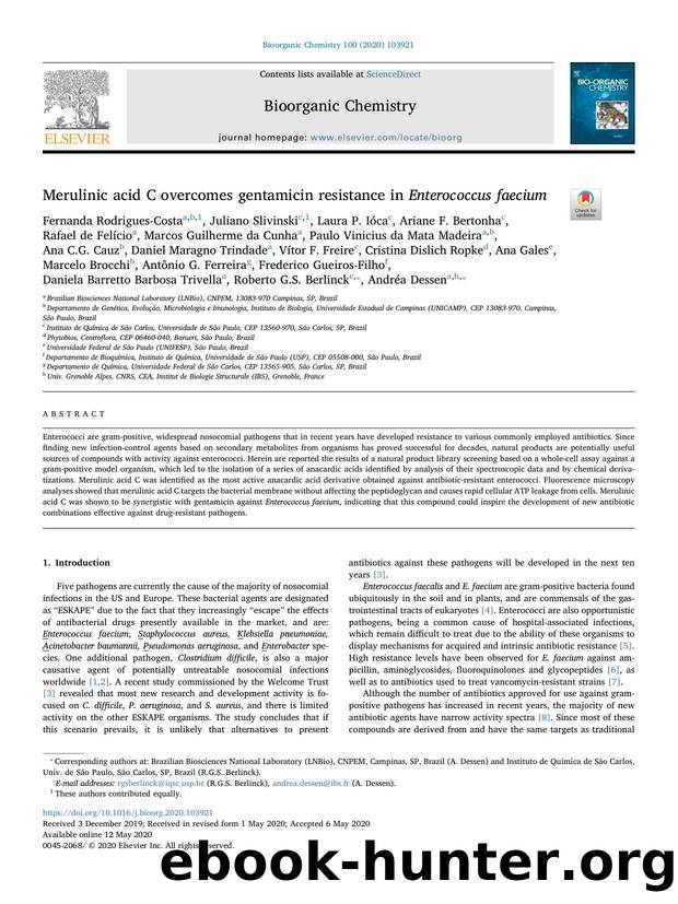 Merulinic acid C overcomes gentamicin resistance in Enterococcus faecium by unknow