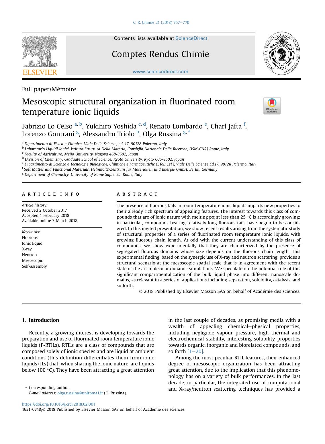 Mesoscopic structural organization in fluorinated room temperature ionic liquids by unknow