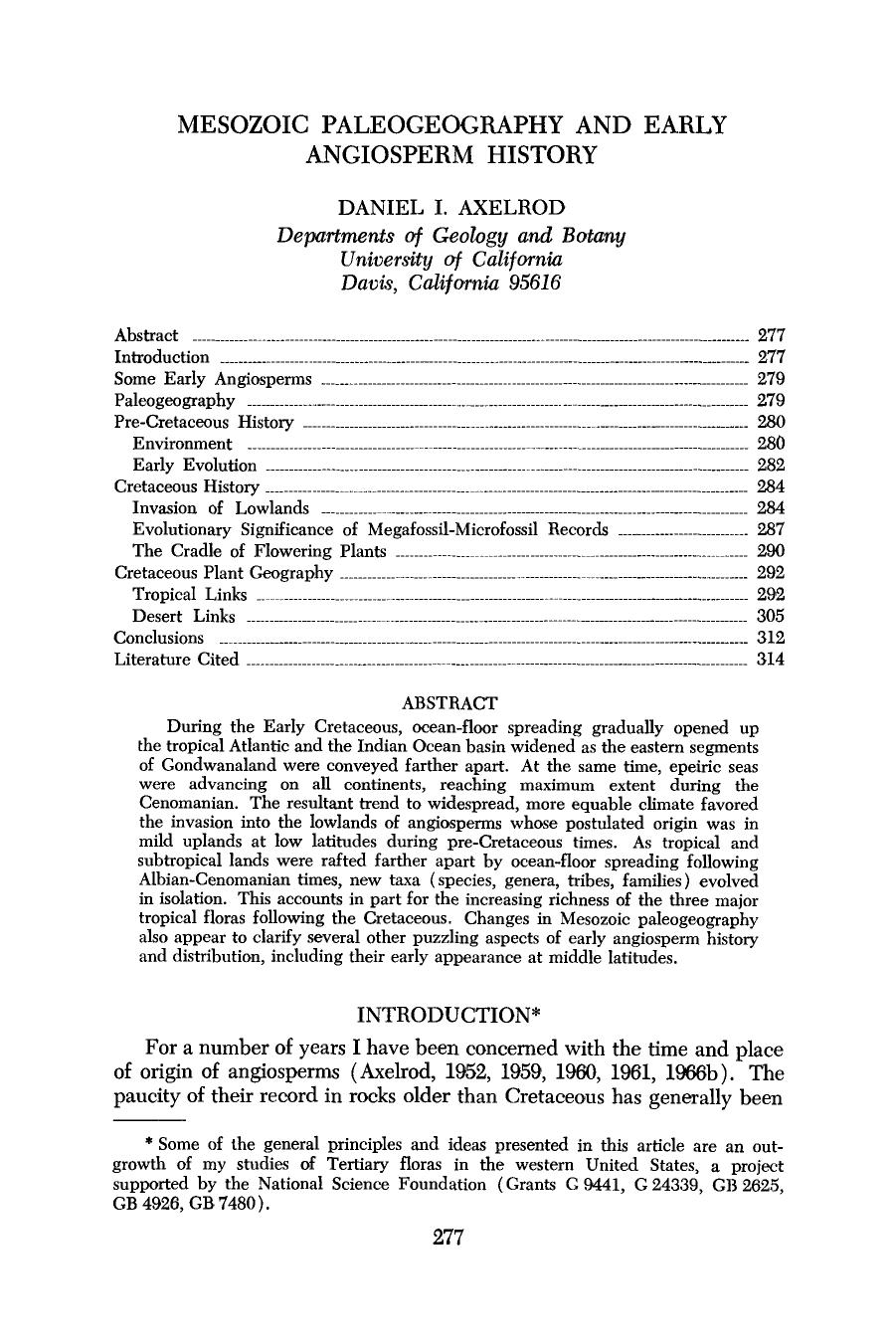 Mesozoic paleogeography and early angiosperm history by Unknown